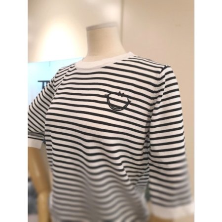 스마일 스트라이프 5부소매 니트 IV