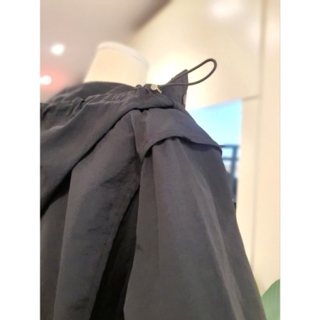 프롬 스트링 후드 홑겹 점퍼 블랙