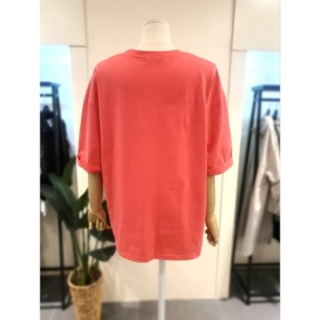 서프 롤업 루즈핏 반팔 티셔츠 핑크