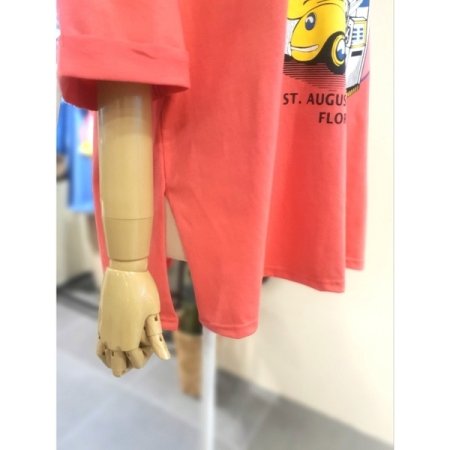 서프 롤업 루즈핏 반팔 티셔츠 핑크