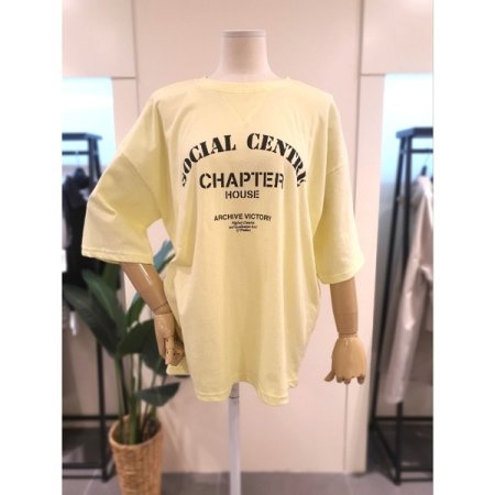 챕터 삼각 라운드넥 반팔 티셔츠 옐로
