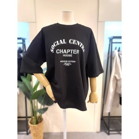 챕터 삼각 라운드넥 반팔 티셔츠 옐로