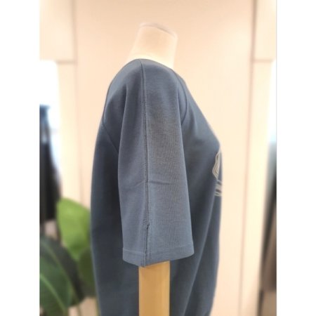 밑단 스트링 플라워 티셔츠 마린블루