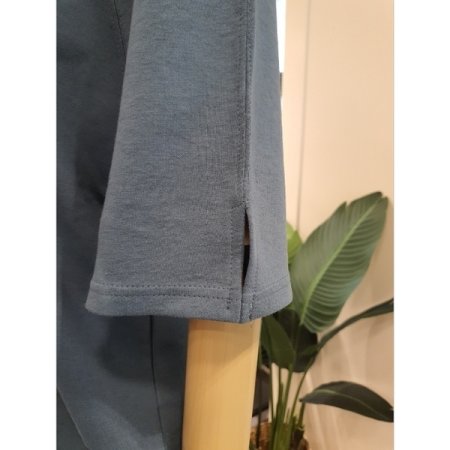 밑단 스트링 플라워 티셔츠 마린블루