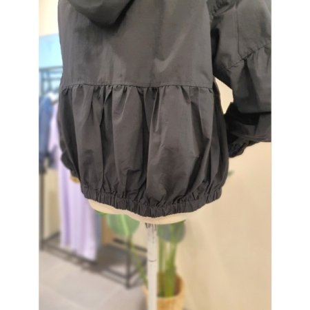 젬마 셔링 집업 후드 점퍼 블랙