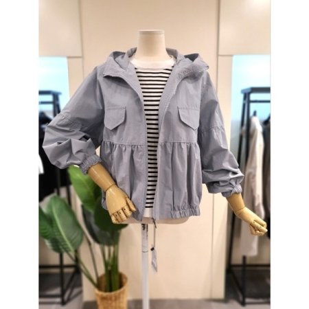 젬마 셔링 집업 후드 점퍼 블랙