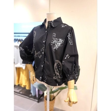 페스타 셔링 7부 블라우스 블랙