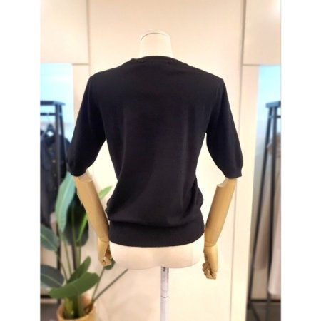 H자수 라운드 반팔 니트 2색상