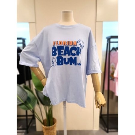 플로리다 비치 소매 롤업 티셔츠 LG