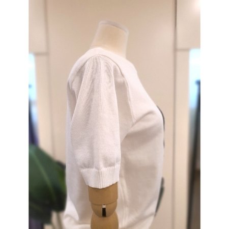 코끼리 자수 반팔 니트 아이보리