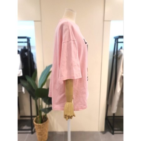 빈티지 프린팅 반팔 티셔츠 핑크