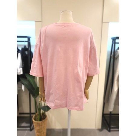 빈티지 프린팅 반팔 티셔츠 핑크