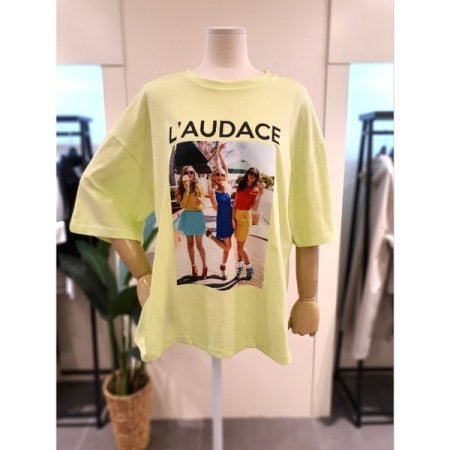 빈티지 프린팅 반팔 티셔츠 핑크