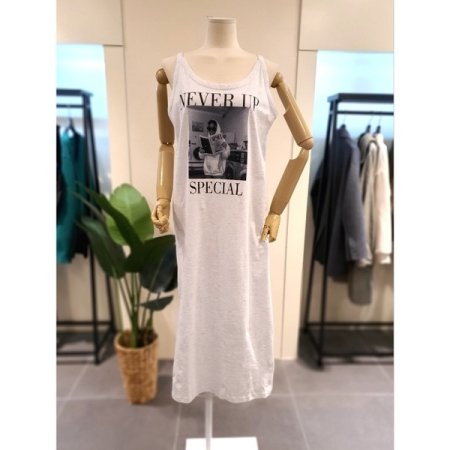 프린트 끈소매 면 원피스 3색상