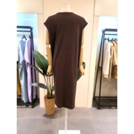 야자수 프린트 민소매 원피스 브라운