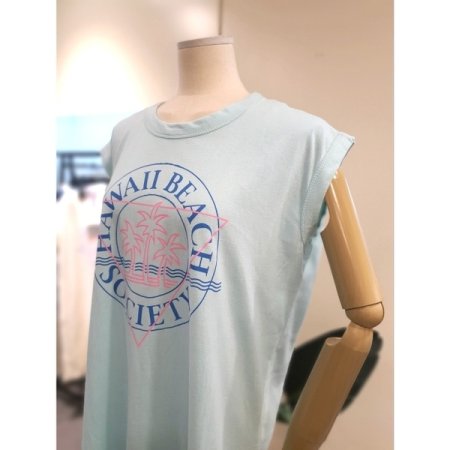 야자수 프린트 민소매 원피스 민트