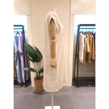 야자수 프린트 민소매 원피스 크림