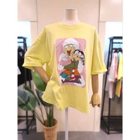 베스티 루즈핏 롤업 소매 티셔츠 YE