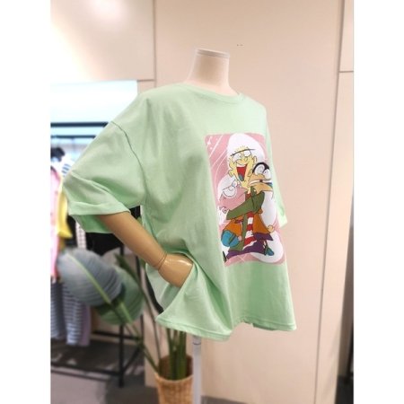 베스티 루즈핏 롤업 소매 티셔츠 민트