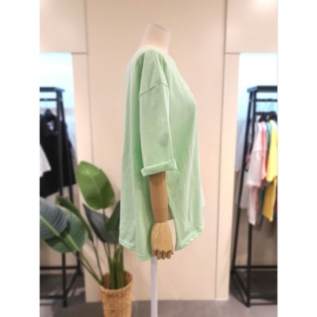 베스티 루즈핏 롤업 소매 티셔츠 민트