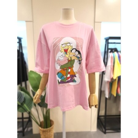 베스티 루즈핏 롤업 소매 티셔츠 민트