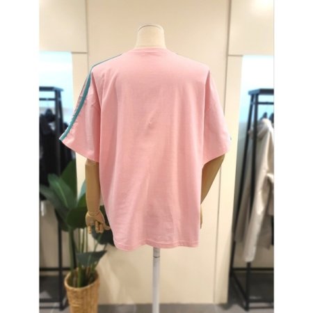 빈티지 프린팅 트랙 반팔 티셔츠 핑크