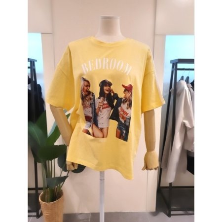 빈티지 프린팅 트랙 반팔 티셔츠 핑크