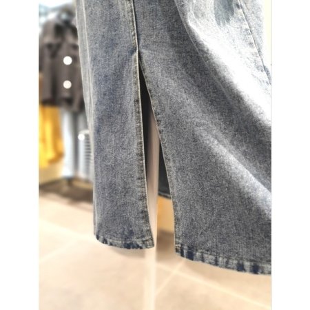 더블 스트랩 데님 롱 원피스