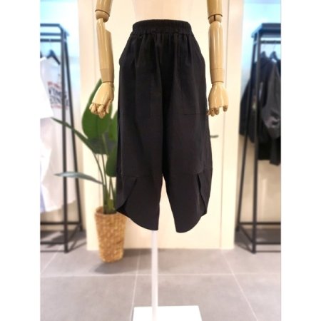 밑단 절개 배기핏 밴딩 팬츠 블랙