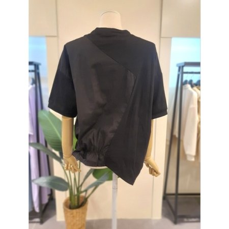 하프 셔링 반팔 티셔츠 블랙