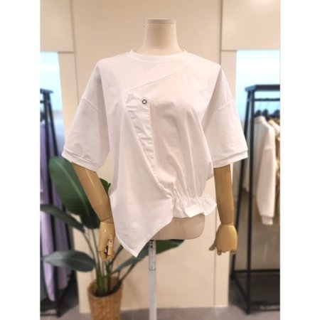 하프 셔링 반팔 티셔츠 블랙