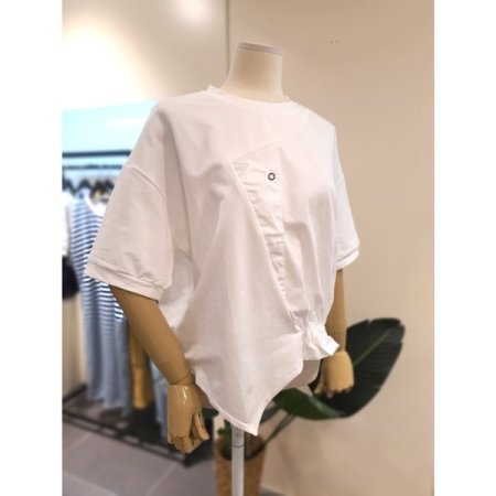 하프 셔링 반팔 티셔츠 아이보리