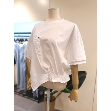 하프 셔링 반팔 티셔츠 아이보리