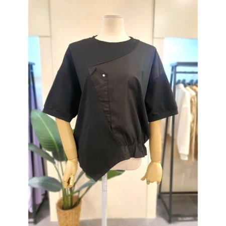 하프 셔링 반팔 티셔츠 아이보리