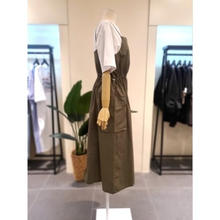 투포켓 스트링 레이어드 원피스 카키