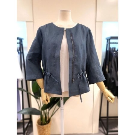 린넨 7부 노카라 집업 자켓 MB