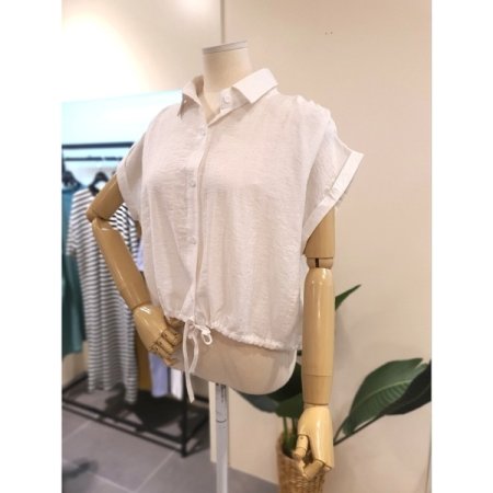 나그랑 밑단 스트링 블라우스 아이보리