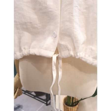 나그랑 밑단 스트링 블라우스 아이보리