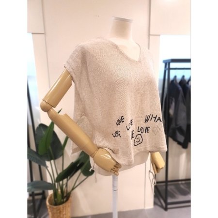 스마일 스트링 트임 니트 베스트 BE