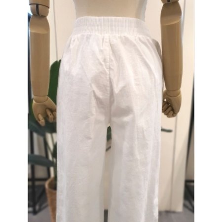 와이드 린넨 밴딩 7부 팬츠 아이보리