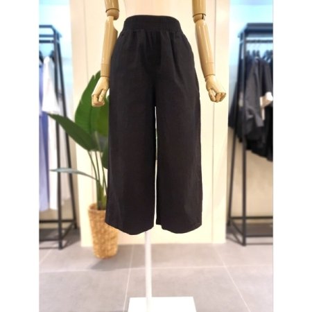 와이드 린넨 밴딩 7부 팬츠 아이보리