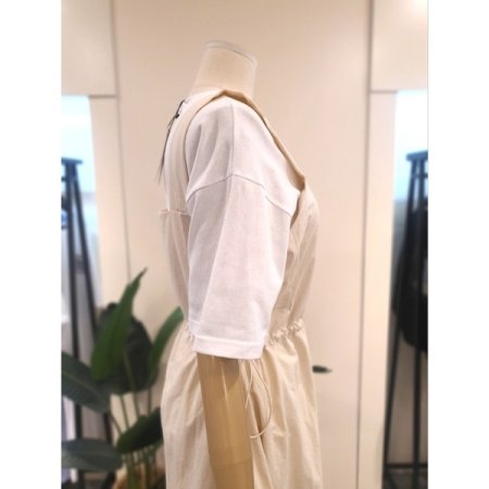 스트링 레이어드 멜빵 원피스 아이보리