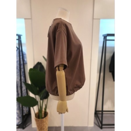 호피 슈즈 스트링 반팔 티셔츠 브라운