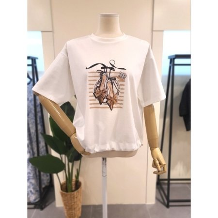 호피 슈즈 스트링 반팔 티셔츠 IV