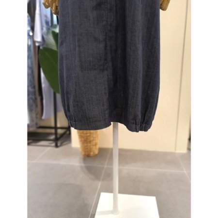 린넨혼방 배색 멜빵 데님 원피스