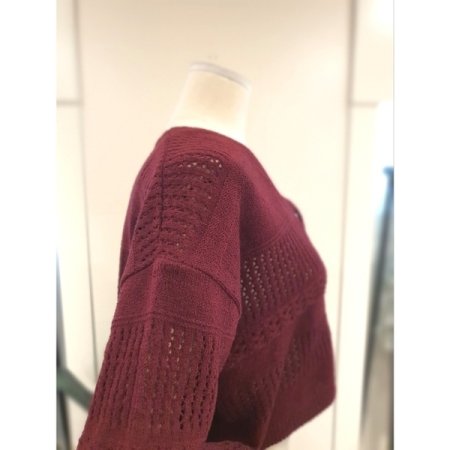 가을 스카시 니트 숏 가디건 와인