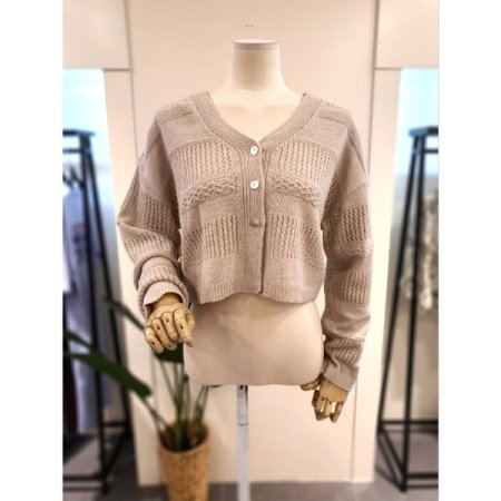 가을 스카시 니트 숏 가디건 와인