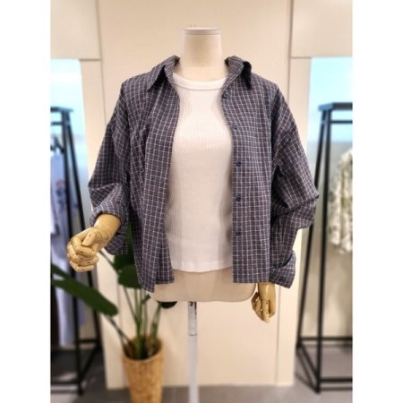 자르 체크 셔츠 스카이블루