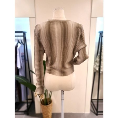 스모크 골지 니트 숏 가디건 핑크