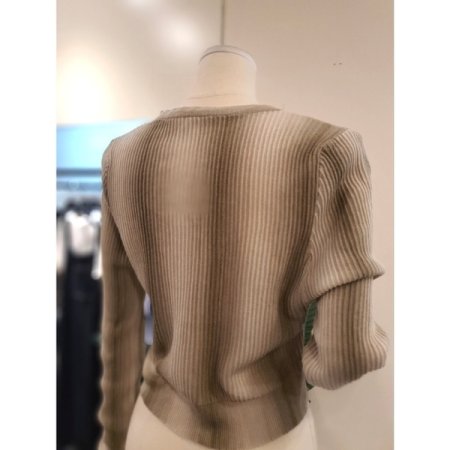 스모크 골지 니트 숏 가디건 베이지